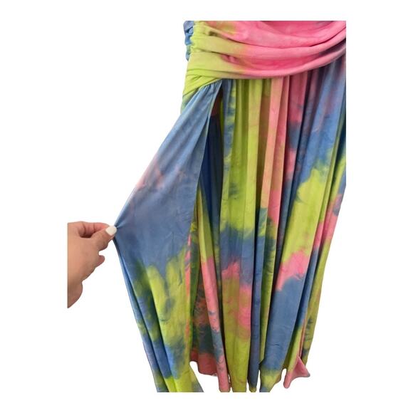 Bronx and Banco Maya Robe Gown Maxi Tie Dye Multicolor Gala Prom Beachy Size S - Picture 12 of 16